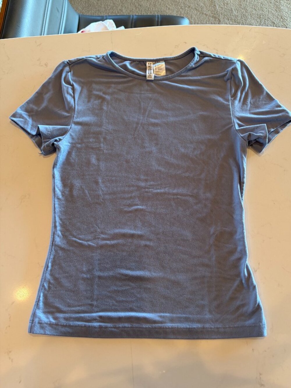 H&M Women’s S Slate Blue Fitted Basic T-Shirt Short Sleeve Stretch Tee